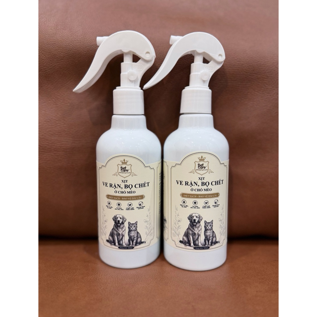 XỊT VE RẬN BỌ CHÉT CHO CHÓ MÈO Pet Care 300ML an toàn lành tính hiệu quả trong 48-72 giờ