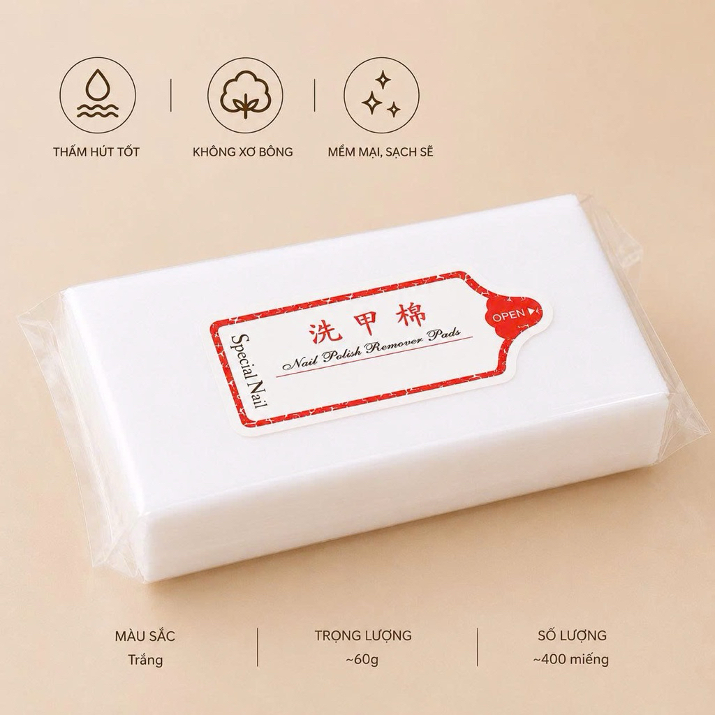 Bông Lau Móng Nail Không Xơ 1000 Miếng Cao Cấp - Khăn Lau Gel Nail Chuyên Dụng Cho Tiệm Nail