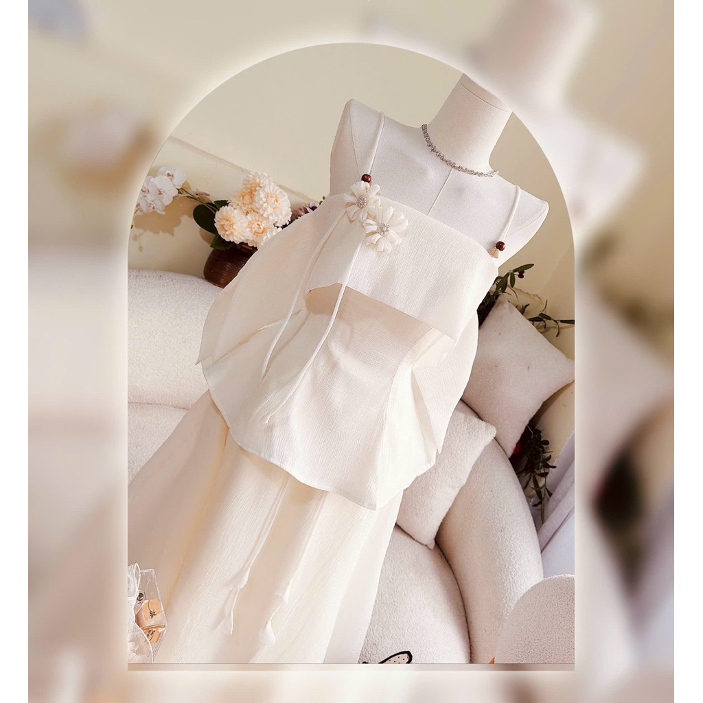 LASY Thời Trang Nữ| Set Áo Váy 2 Dây Vạt Dài Cách Điệu Chân Váy Xoè - Thiết Kế Nữ Tính Chuẩn Form