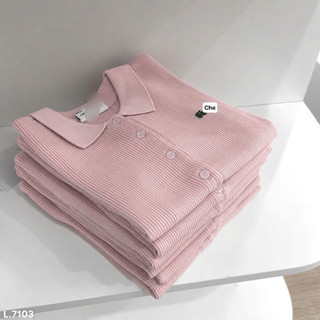 Áo polo tăm hồng thêu cá sấu
