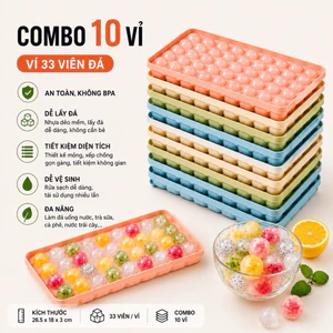 COMBO 10 KHAY ĐÁ VIÊN TRÒN VIỆT NHẬT – 33 Ô SIÊU TIỆN LỢI