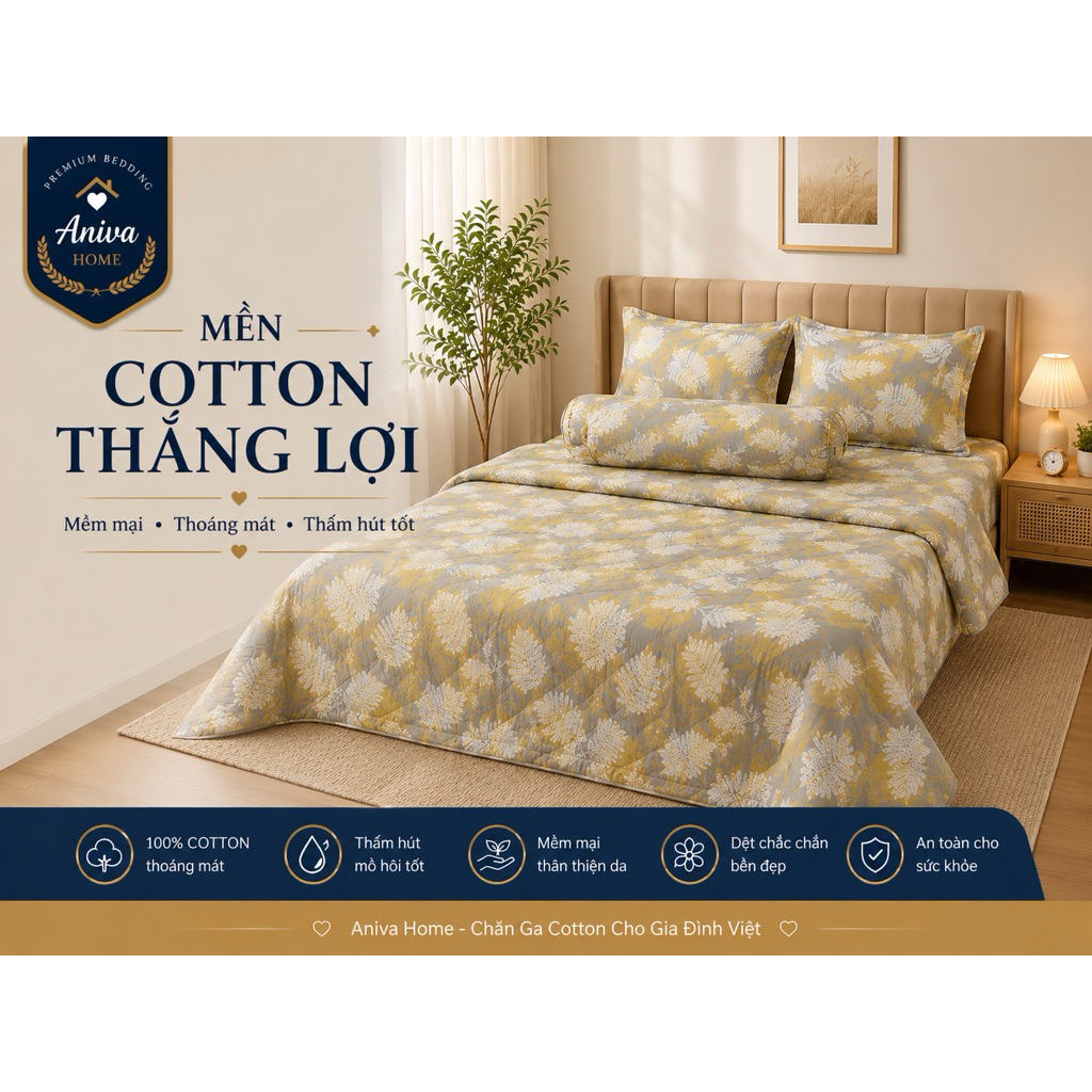 MỀN COTTON THẮNG LỢI CAO CẤP - MỀM MẠI, THOÁNG MÁT, THẤM HÚT TỐT | ANIVA HOME
