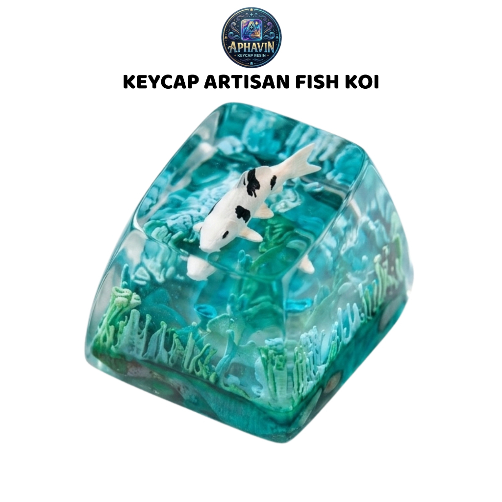 Keycap Cá Koi 3D Artisan Resin Thủ Công Cho Bàn Phím Cơ Profile OEM Cherry - Nút Phím Esc Xuyên Sáng Cực Đẹp Tương Thích