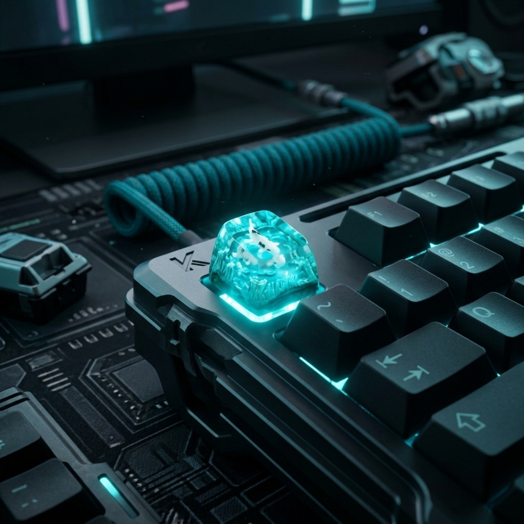 Keycap Cá Koi 3D Artisan Resin Thủ Công Cho Bàn Phím Cơ Profile OEM Cherry - Nút Phím Esc Xuyên Sáng Cực Đẹp Tương Thích