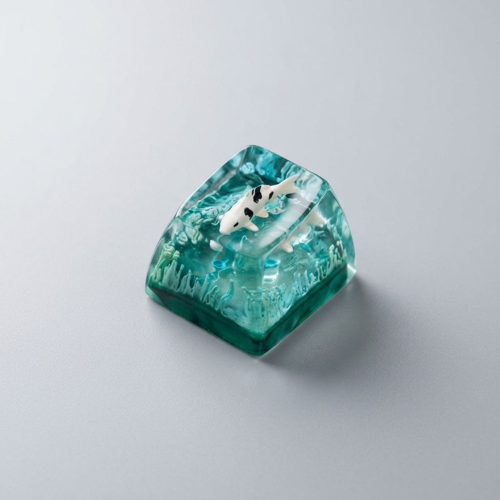 Keycap Cá Koi 3D Artisan Resin Thủ Công Cho Bàn Phím Cơ Profile OEM Cherry - Nút Phím Esc Xuyên Sáng Cực Đẹp Tương Thích