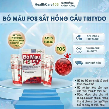 BỔ MÁU FOS hộp 16 gói - Bổ sung acid folic, vitamin B12 hỗ trợ quá trình tạo hồng cầu, giảm thiếu máu do thiếu sắt