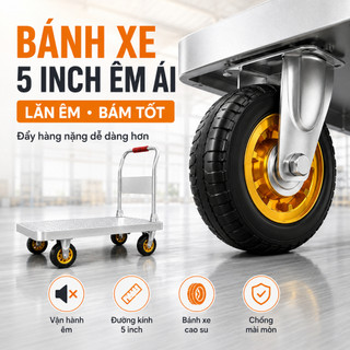 Xe Đẩy Hàng Xe Đẩy Gấp Gọn Thép Bánh xe chống ồn Tải Trọng 800kg Gấp Gọn Tiện Lợi Bảo hành 2 năm