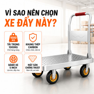 Xe Đẩy Hàng Xe Đẩy Gấp Gọn Thép Bánh xe chống ồn Tải Trọng 800kg Gấp Gọn Tiện Lợi Bảo hành 2 năm