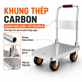Xe Đẩy Hàng Xe Đẩy Gấp Gọn Thép Bánh xe chống ồn Tải Trọng 800kg Gấp Gọn Tiện Lợi Bảo hành 2 năm
