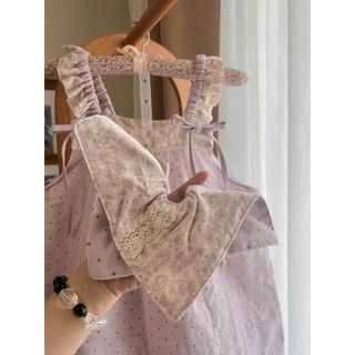 Đồ Ngủ Babydoll Nữ Quai Bèo Phối Ren - Set Mặc Nhà Chấm Bi Tím JOIE TRENDY Xòe Giấu Bụng Rút Dây Vai
