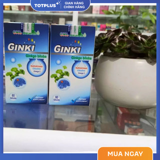 Bổ Não Ginki Ginkgo Biloba - Hỗ Trợ Tuần Hoàn Não, Giảm Đau Đầu Hoa Mắt Chóng Mặt, Mất Ngủ - 60 Viên