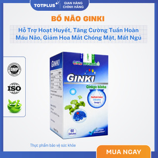 Bổ Não Ginki Ginkgo Biloba - Hỗ Trợ Tuần Hoàn Não, Giảm Đau Đầu Hoa Mắt Chóng Mặt, Mất Ngủ - 60 Viên