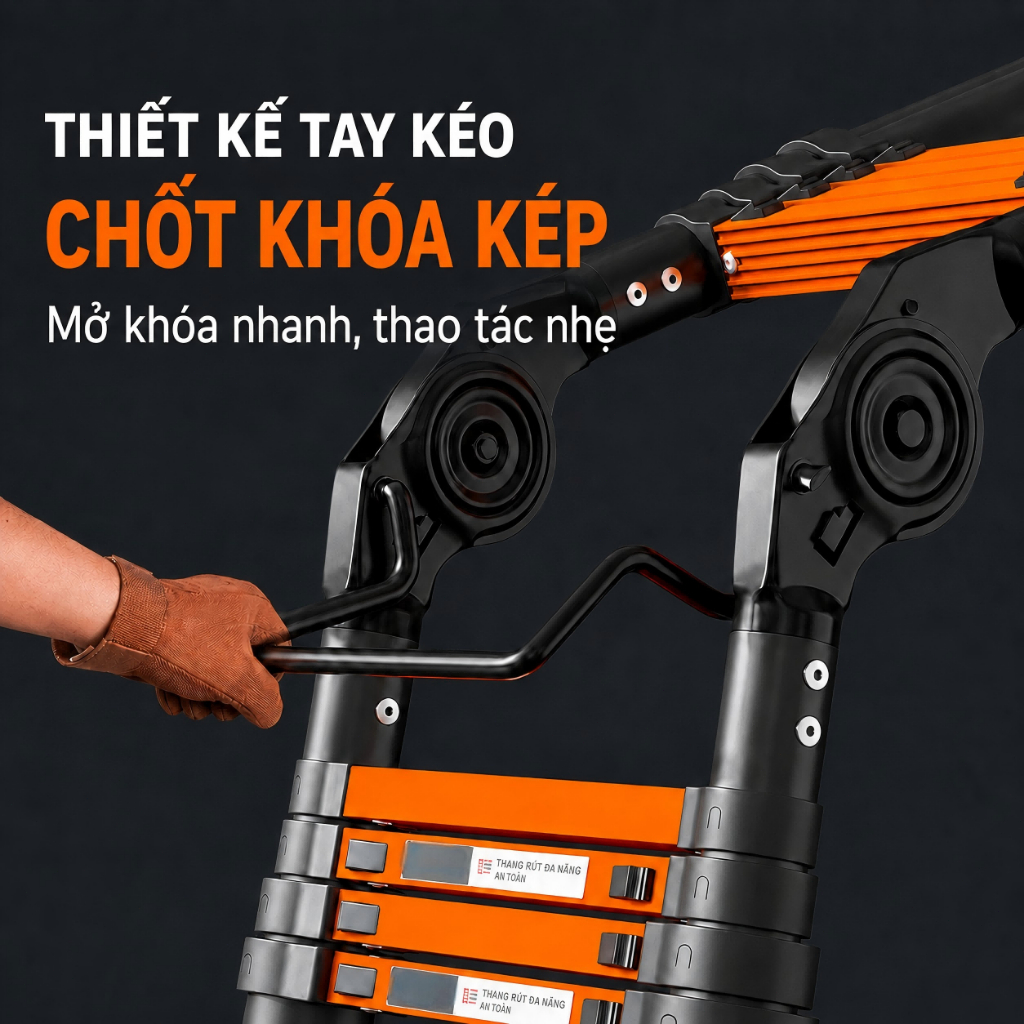 Thang Rút Nhôm Inox Chữ A Chữ I thang gấp gọn dễ mang Cao 1.7M-4.1M Dùng trong gia đình xây dựng sửa chữa