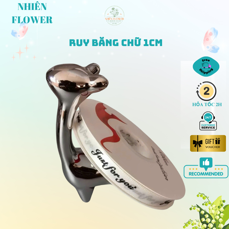 Ruy Băng Vải 1 CM Chữ Just For You Nhiều Màu Dùng Gói Hoa, Decor, Trang Trí Cắm Hoa, Tiệc Tùng