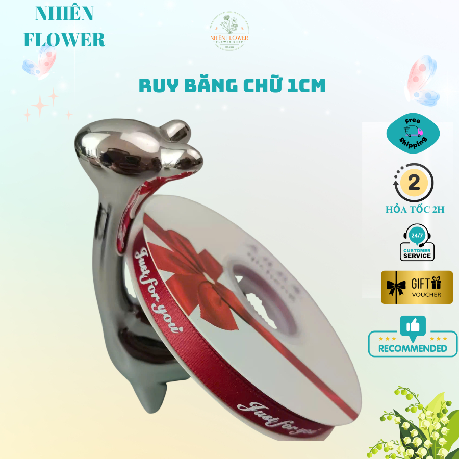 Ruy Băng Vải 1 CM Chữ Just For You Nhiều Màu Dùng Gói Hoa, Decor, Trang Trí Cắm Hoa, Tiệc Tùng