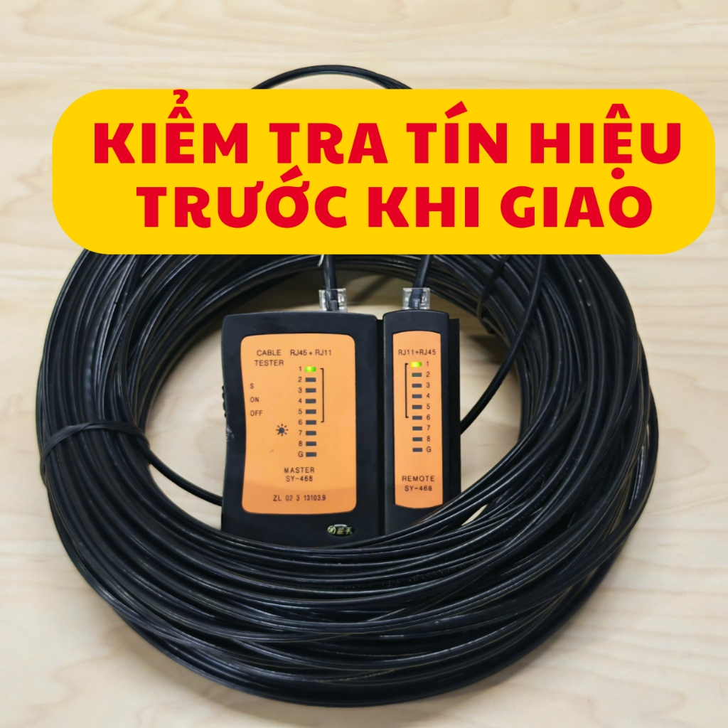 Dây Mạng LAN Ngoài Trời Bấm Sẵn 2 đầu RJ45, Chống Nhiễu- Có Dây Cường Lực đủ kích thước từ 50M- 110M