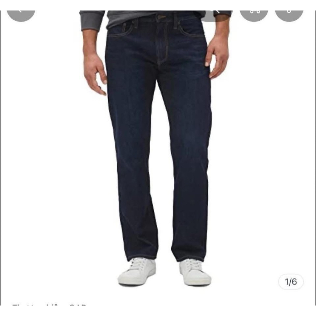 Quần Jean GAP 1969 Nam Ống Đứng Slim Straight Co Giãn Màu Xanh Đậm Basic Cao Cấp Size 30-36
