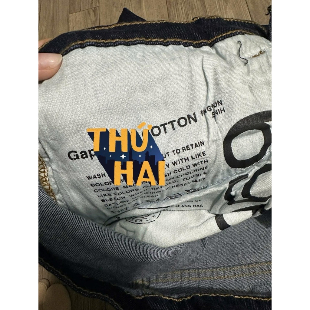 Quần Jean GAP 1969 Nam Ống Đứng Slim Straight Co Giãn Màu Xanh Đậm Basic Cao Cấp Size 30-36