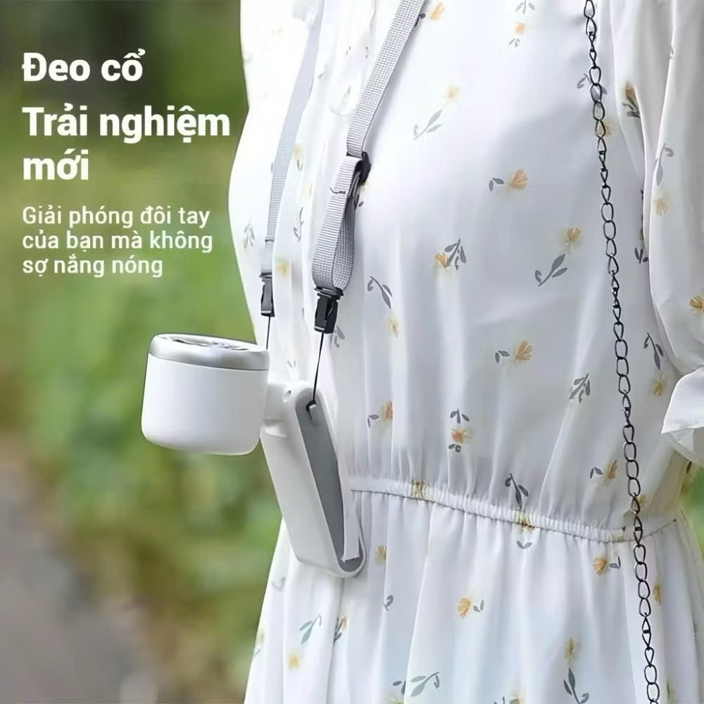 Quạt Cầm Tay Mini 1800mAh 5 Cấp Độ Gió Mạnh Màn Hình Hiển Thị Pin Sạc USB Quạt Tích Điện Du Lịch