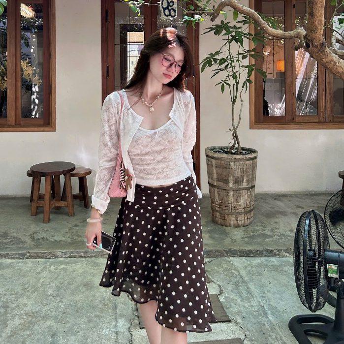 (ẢNH OLDSCHOOL) Set ÁO ren mỏng 2 dây kèm cardigan hoa chìm A3622  JIA SET.