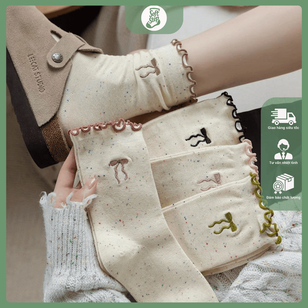 Tất,vớ nữ họa tiết hoạt hình - SoftStep - Phong cách nhật dài đến bắp chân bản dễ thương dành cho nữ