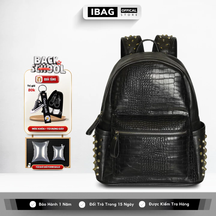 Balo Da Đi Học IBAG Balô Da Thời Trang Nam Nữ Cặp Da Pu Cao Cấp Ba Lô Da Cặp Đi Học Ulzzang Balo Đựng Laptop 14 Inh
