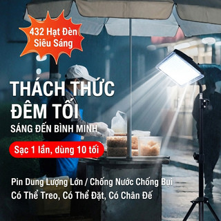 Đèn pha led tích điện 432 hạt đèn siêu sáng pin lớn chống nước IP68 Ánh đèn chợ đêm đèn lồng cắm trại