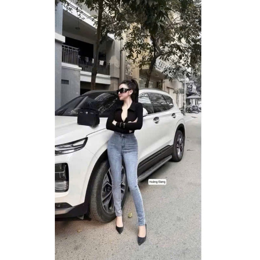 Áo body suit cổ bẻ có khoá kéo kèm tang phối gì cũng xinh