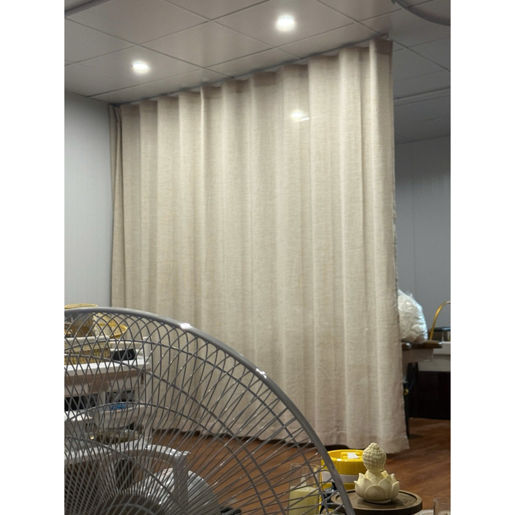Rèm Định Vị, Chất Liệu Đũi Linen, Màu Be, phù hợp trang trí nhà, homestay, cản nắng 40-50%