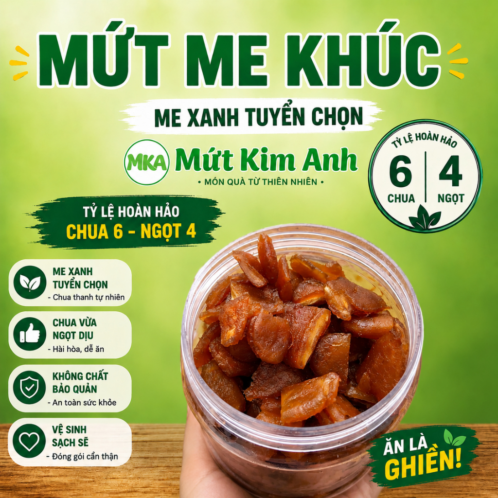 [Chua vừa 6-4] [250G] Mứt me khúc chua 6 ngọt 4 chua vừa ít ngọt-Ko hạt, Có công bố & Xuất hoá đơn