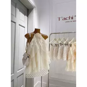 SET ÁO CỔ YẾM VOAN BÈO PHỐI CHÂN VÁY CHẤM BI, SET ĐỒ NỮ TIỂU THƯ DỄ THƯƠNG THANH LỊCH | MEOINDAHOUSE