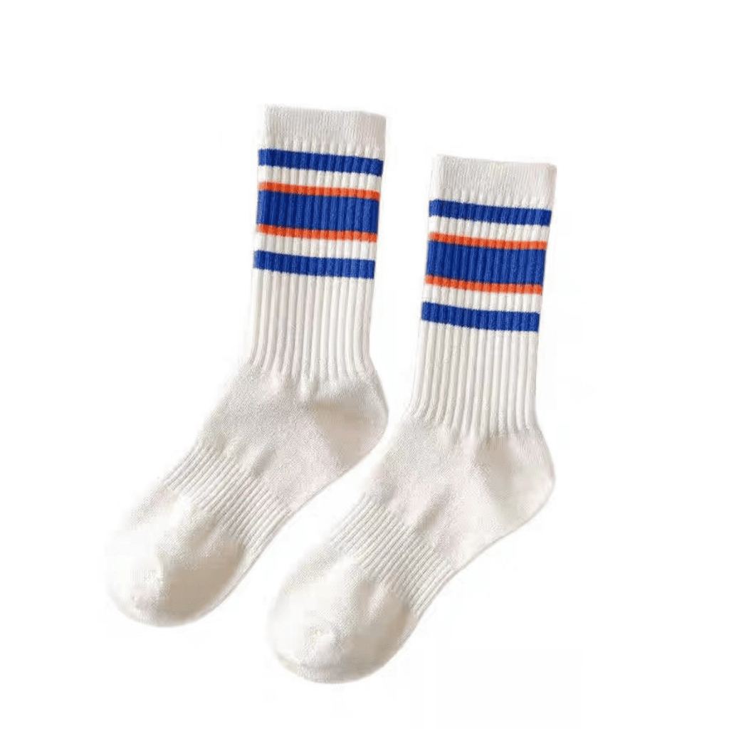 Tất Thể Thao Cổ Cao Kẻ Sọc Ngang  Nam Nữ - Vớ Dệt Gân Năng Động Dễ Phối Đồ - SoftStep