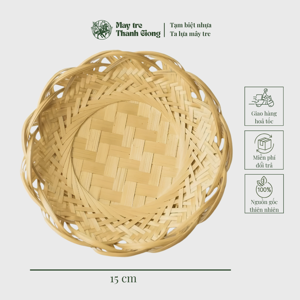 Mẹt tre tròn decor đẹp – Đĩa tre viền cánh sen, đĩa rế trang trí