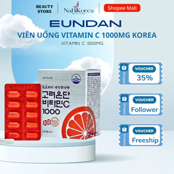 Viên Uống Vitamin C 1000mg Eundan Hàn Quốc 120 Viên, Hỗ Trợ Tăng Khả Năng Hấp Thụ Sắt Và Sức Đề Kháng Của Cơ Thể