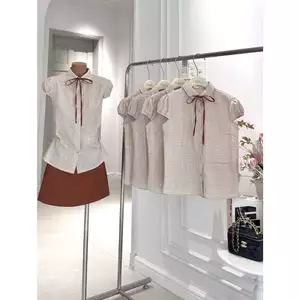 SET ÁO SƠ MI SỌC CARO PHỐI CHÂN VÁY NÂU CAM, SET ĐỒ NỮ HÀN QUỐC | MEOINDAHOUSE
