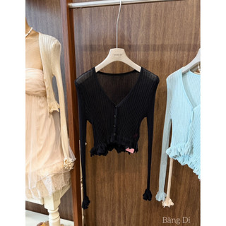 (SẴN ĐEN XANH) Áo Cardigan Len Bèo Chuẩn Đoàn Thương