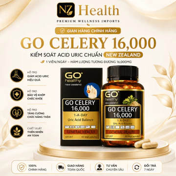 GO Celery 16000 New Zealand – Hỗ trợ kiểm soát acid uric – Hỗ trợ giảm sưng đau do gout. Chính Hãng