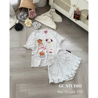 PHẠM THÙY SHOP: SET BỘ IN HÌNH CHÚ GẤU LEISURE TIME KÈM DÂY BUỘC TÓC