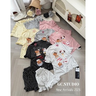 PHẠM THÙY SHOP: SET BỘ IN HÌNH CHÚ GẤU LEISURE TIME KÈM DÂY BUỘC TÓC