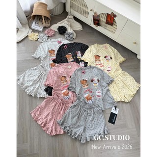 PHẠM THÙY SHOP: SET BỘ IN HÌNH CHÚ GẤU LEISURE TIME KÈM DÂY BUỘC TÓC