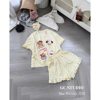 PHẠM THÙY SHOP: SET BỘ IN HÌNH CHÚ GẤU LEISURE TIME KÈM DÂY BUỘC TÓC