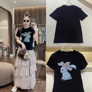 Áo phông cotton MSK hình thỏ nơ hồng form babytee #20995