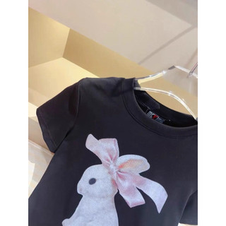 Áo phông cotton MSK hình thỏ nơ hồng form babytee #20995