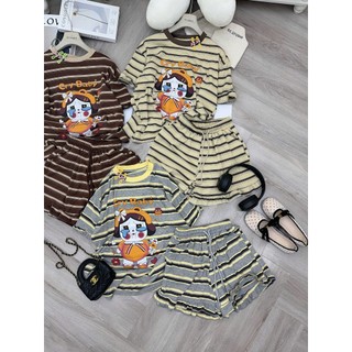 PHẠM THÙY SHOP: SET BỘ KẺ SỌC NGANG IN HÌNH CÔ BÉ KHÓC