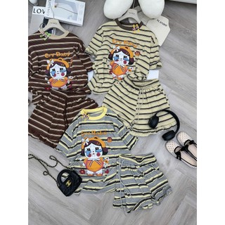 PHẠM THÙY SHOP: SET BỘ KẺ SỌC NGANG IN HÌNH CÔ BÉ KHÓC
