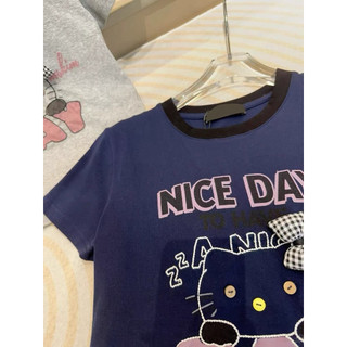 Áo phông cotton MSK hình kitty Nice day nơ caro form babytee #21106