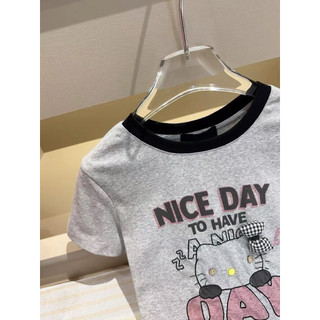 Áo phông cotton MSK hình kitty Nice day nơ caro form babytee #21106