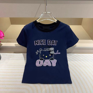 Áo phông cotton MSK hình kitty Nice day nơ caro form babytee #21106