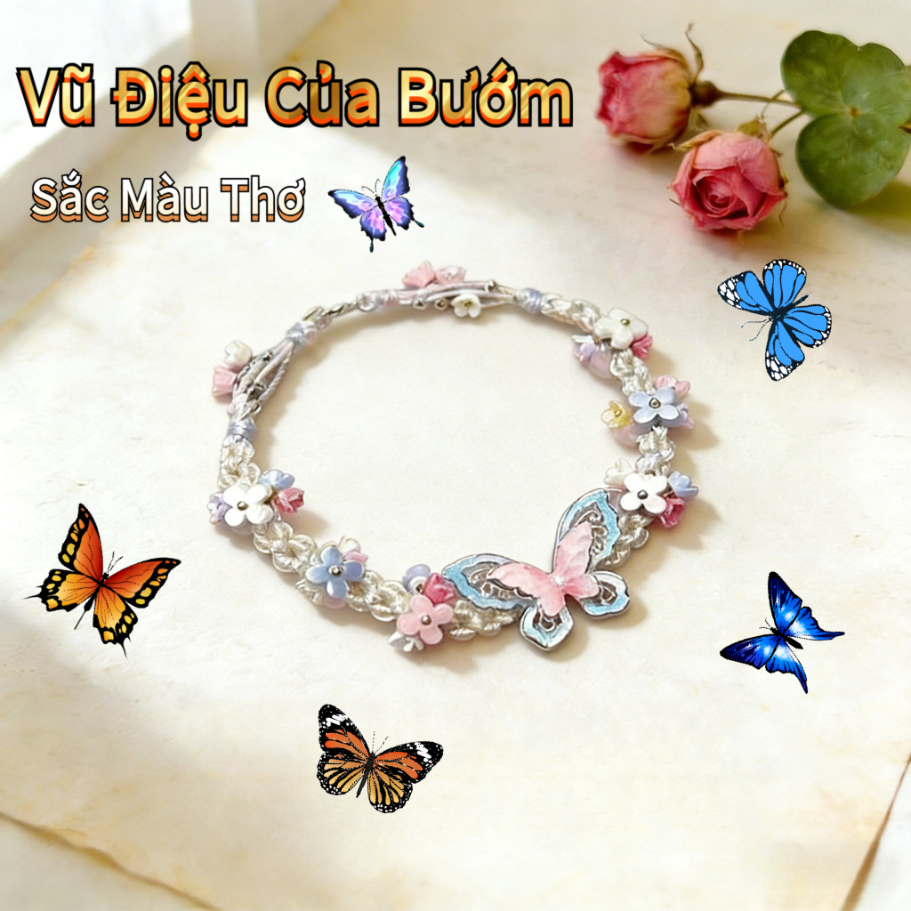 Hàn Quốc vòng tay handmade bướm hoa tinh tế,không gây ngứa，chịu nước tốt，Vòng tay nhẹ nhàng