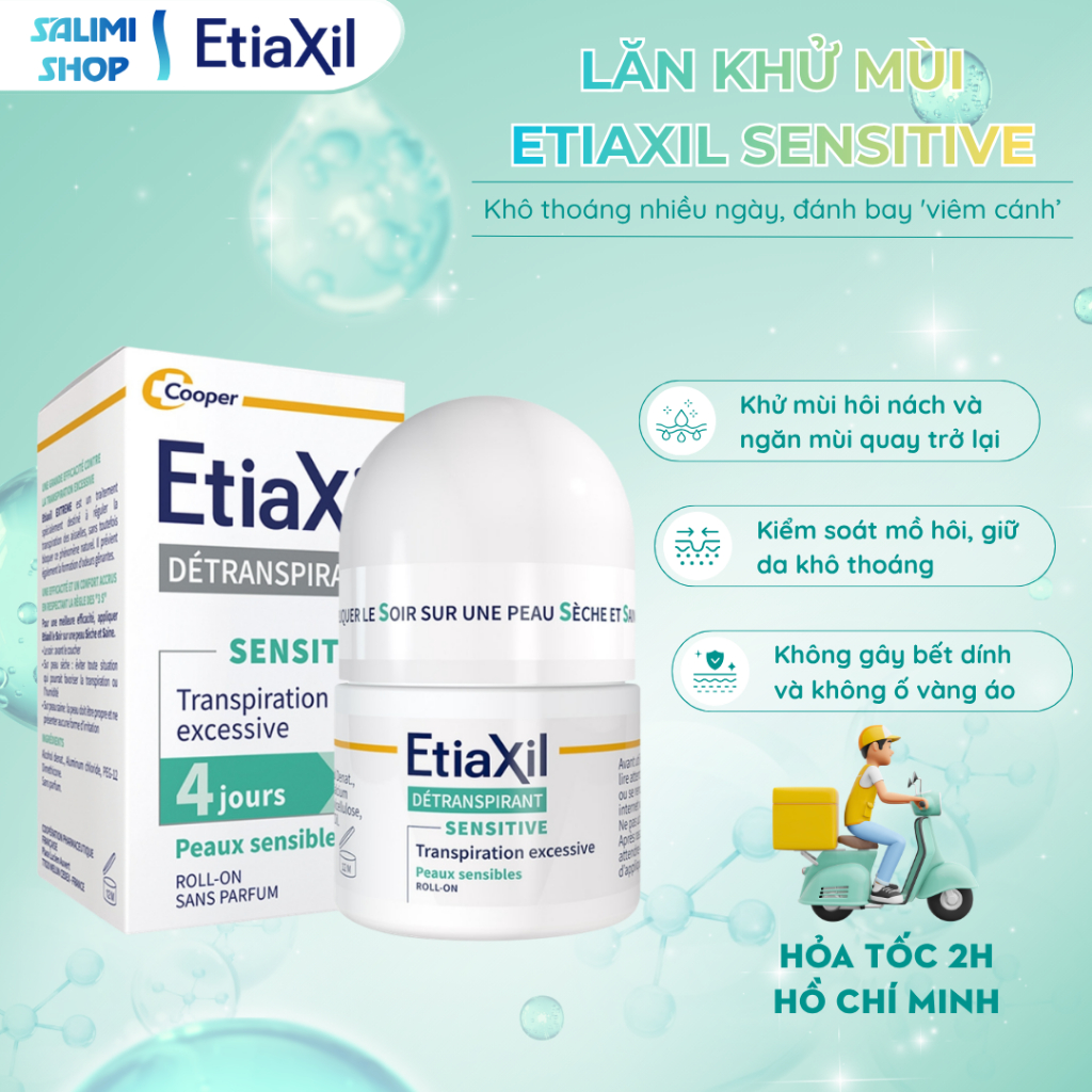 Lăn khử mùi Etiaxil dành cho da nhạy cảm (nhãn xanh) - Etiaxil Détranspirant Sensitive